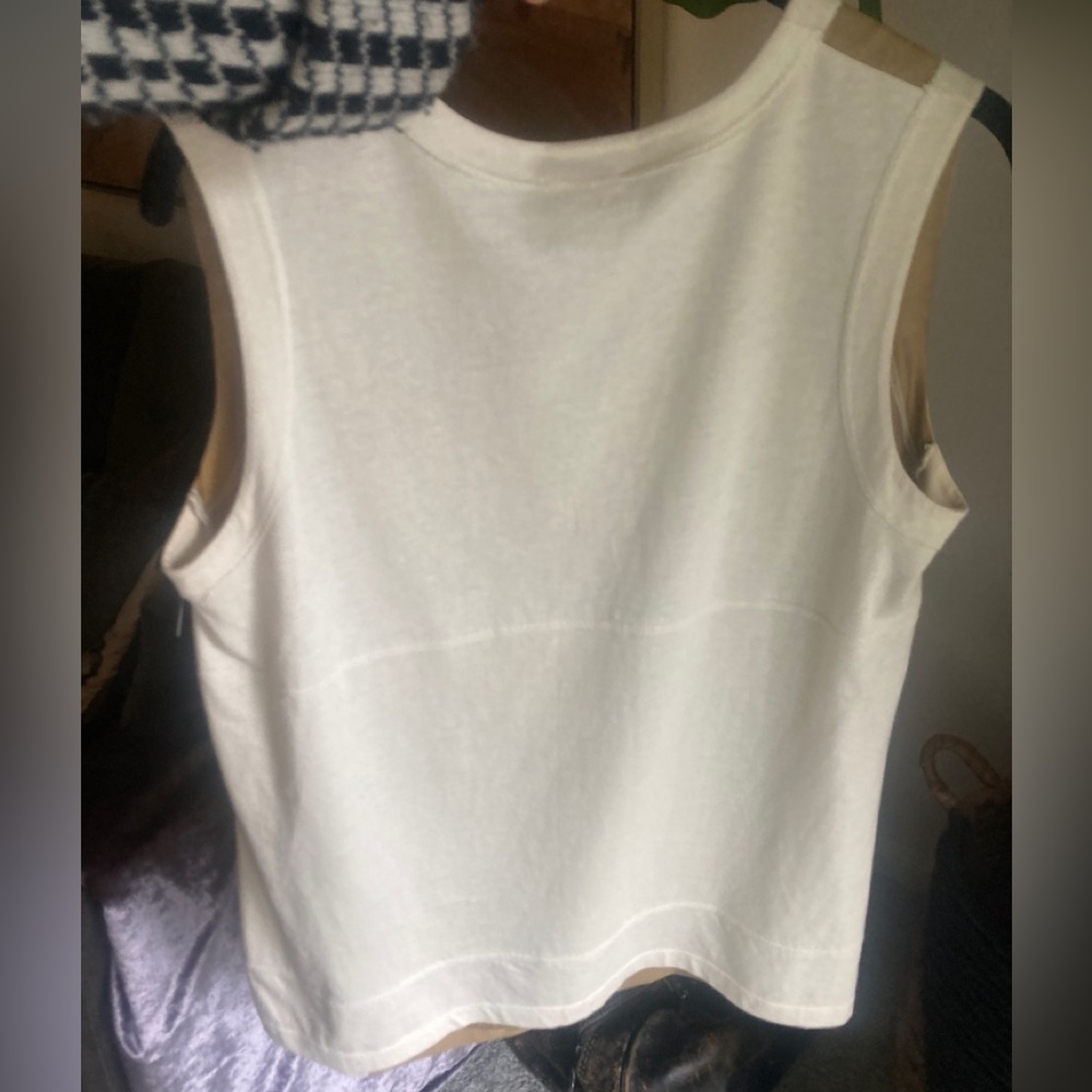 Marni tank iridescent top silk blouse color block tan cream 42  medium - Picture 2 of 8